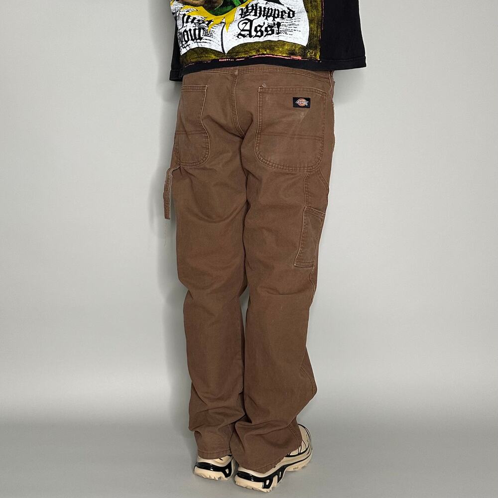 Vintage 90s Dickies Carpenter Pants 34x32 Relaxed Chocolate Brown Dungarees Work